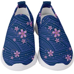 Flowers Floral Background Kids  Slip On Sneakers