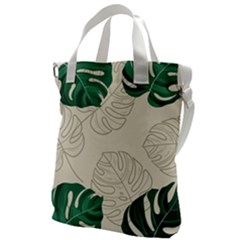 Leaves Monstera Background Canvas Messenger Bag by Grandong