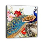 Birds Peacock Artistic Colorful Flower Painting Mini Canvas 6  x 6  (Stretched)