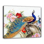 Birds Peacock Artistic Colorful Flower Painting Canvas 20  x 16  (Stretched)