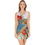 Birds Peacock Artistic Colorful Flower Painting Bodycon Dress
