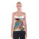 Birds Peacock Artistic Colorful Flower Painting Spaghetti Strap Top