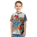 Birds Peacock Artistic Colorful Flower Painting Kids  Sport Mesh T-Shirt