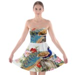 Birds Peacock Artistic Colorful Flower Painting Strapless Bra Top Dress