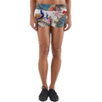 Birds Peacock Artistic Colorful Flower Painting Yoga Shorts