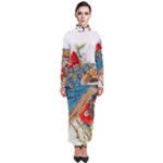 Birds Peacock Artistic Colorful Flower Painting Turtleneck Maxi Dress