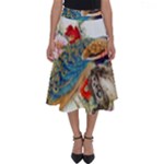 Birds Peacock Artistic Colorful Flower Painting Perfect Length Midi Skirt