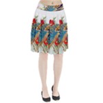 Birds Peacock Artistic Colorful Flower Painting Pleated Skirt