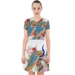 Birds Peacock Artistic Colorful Flower Painting Adorable in Chiffon Dress