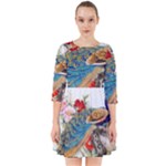 Birds Peacock Artistic Colorful Flower Painting Smock Dress