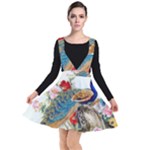 Birds Peacock Artistic Colorful Flower Painting Plunge Pinafore Dress