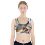 Birds Peacock Artistic Colorful Flower Painting Sports Bra With Pocket
