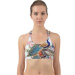 Birds Peacock Artistic Colorful Flower Painting Back Web Sports Bra