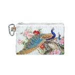 Birds Peacock Artistic Colorful Flower Painting Canvas Cosmetic Bag (Small)