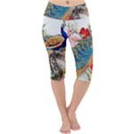 Birds Peacock Artistic Colorful Flower Painting Lightweight Velour Cropped Yoga Leggings