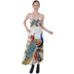 Birds Peacock Artistic Colorful Flower Painting Tie Back Maxi Dress