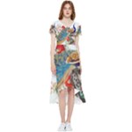 Birds Peacock Artistic Colorful Flower Painting High Low Boho Dress