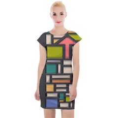 Door Stained Glass Stained Glass Cap Sleeve Bodycon Dress by Sarkoni