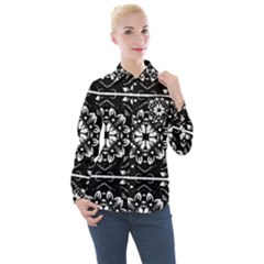 Kaleidoscope Mandala Art Women s Long Sleeve Pocket Shirt