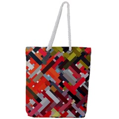 Maze Mazes Fabric Fabrics Color Full Print Rope Handle Tote (large) by Sarkoni