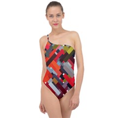 Maze Mazes Fabric Fabrics Color Classic One Shoulder Swimsuit