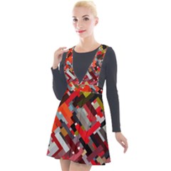 Maze Mazes Fabric Fabrics Color Plunge Pinafore Velour Dress by Sarkoni