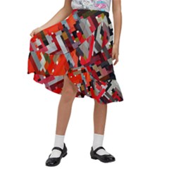 Maze Mazes Fabric Fabrics Color Kids  Ruffle Flared Wrap Midi Skirt by Sarkoni
