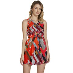 Maze Mazes Fabric Fabrics Color Sleeveless High Waist Mini Dress by Sarkoni
