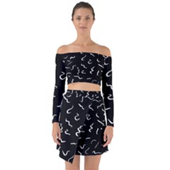 Scribbles Lines Drawing Picture Off Shoulder Top With Skirt Set by Sarkoni