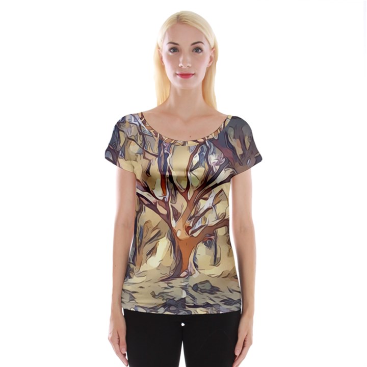 Tree Forest Woods Nature Landscape Cap Sleeve Top