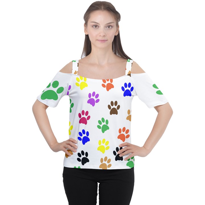 Pawprints Paw Prints Paw Animal Cutout Shoulder T-Shirt