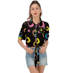 Abstract Background Retro 60s 70s Tie Front Shirt  by Apen