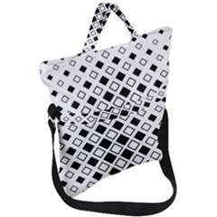 Square Diagonal Pattern Monochrome Fold Over Handle Tote Bag by Apen