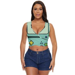 Adventure Time Beemo Bmo Illustration Cartoons Women s Sleeveless Wrap Top by Sarkoni