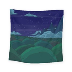 Adventure Time Cartoon Night Green Color Sky Nature Square Tapestry (small) by Sarkoni