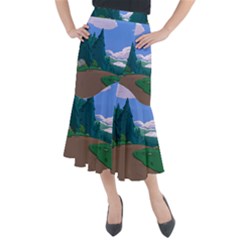 Adventure Time Cartoon Pathway Midi Mermaid Skirt by Sarkoni