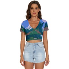 Adventure Time Cartoon Pathway V-neck Crop Top by Sarkoni