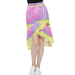 Red Mushroom Animation Adventure Time Cartoon Multi Colored Frill Hi Low Chiffon Skirt by Sarkoni