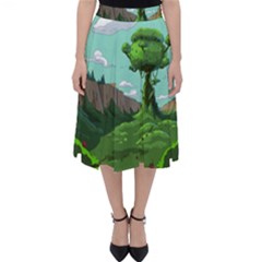 Adventure Time Cartoon Green Color Nature  Sky Classic Midi Skirt by Sarkoni