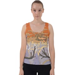 Adventure Time Cartoon Landscape Trees Velvet Tank Top by Sarkoni