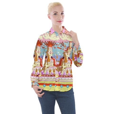 Adventure Time Multi Colored Celebration Nature Women s Long Sleeve Pocket Shirt by Sarkoni