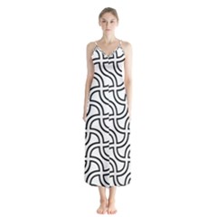 Pattern Monochrome Repeat Black And White Button Up Chiffon Maxi Dress by Pakjumat