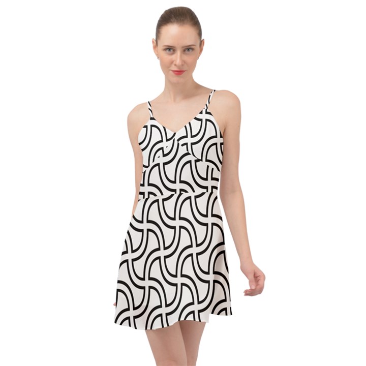 Pattern Monochrome Repeat Black And White Summer Time Chiffon Dress