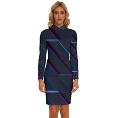 Glass Scifi Violet Ultraviolet Long Sleeve Shirt Collar Bodycon Dress by Pakjumat