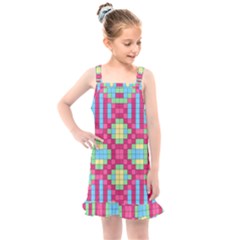 Checkerboard Squares Abstract Texture Pattern Kids  Overall Dress by Apen