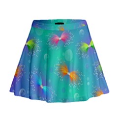Non Seamless Pattern Blues Bright Mini Flare Skirt