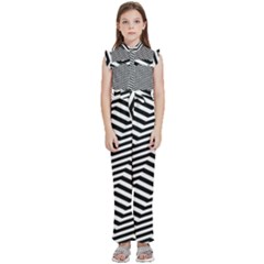 Zigzag Chevron Pattern Kids  Sleeveless Ruffle Edge Band Collar Chiffon One Piece by Dutashop