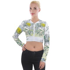 Thistle Alpine Flower Flower Plant Long Sleeve Cropped Velvet Jacket