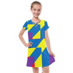 Colorful Red Yellow Blue Purple Kids  Cross Web Dress