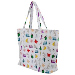 Snail Butterfly Pattern Seamless Zip Up Canvas Bag